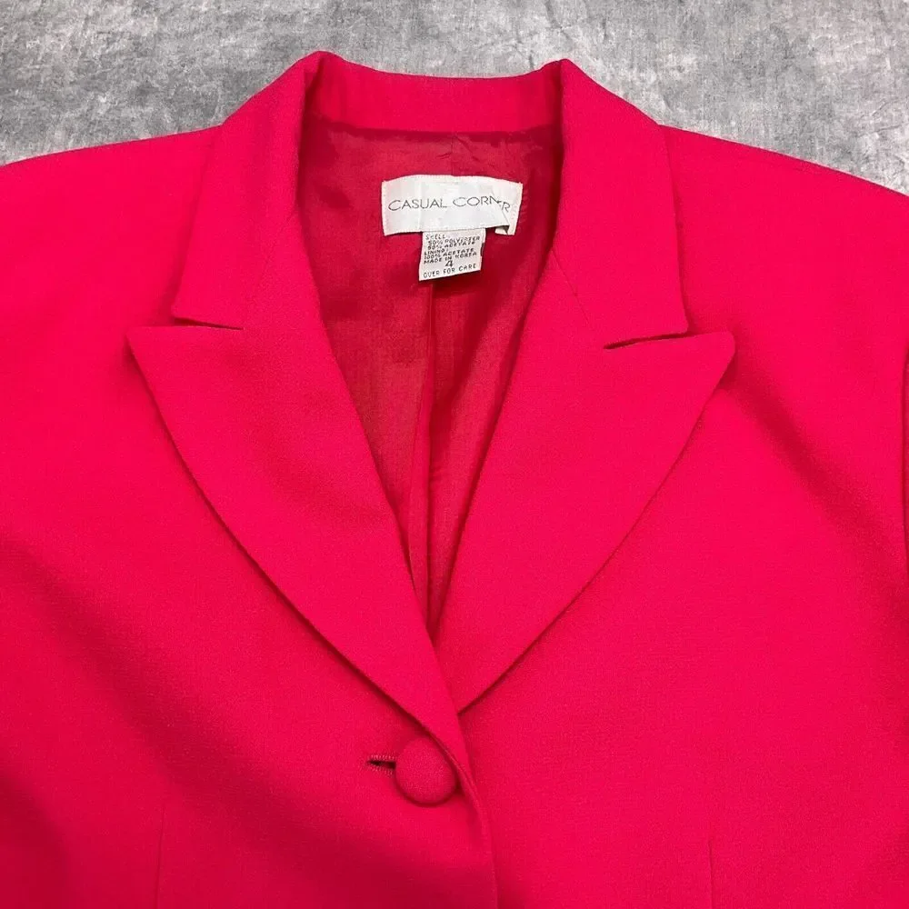 Casual Corner Skirt Suit Women 4/28W‎ Red 2pc Classic Career Party Formal VTG